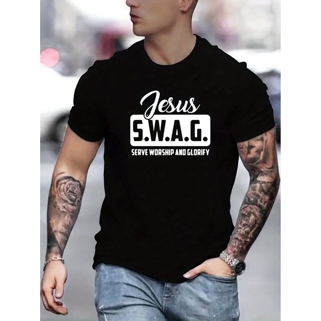 Jesus Swag Graphic T-Shirt for Men - Short Sleeve, Crew Neck, Casual, Summer, Spring, Fall Fashion - Unique Gift Idea for Him