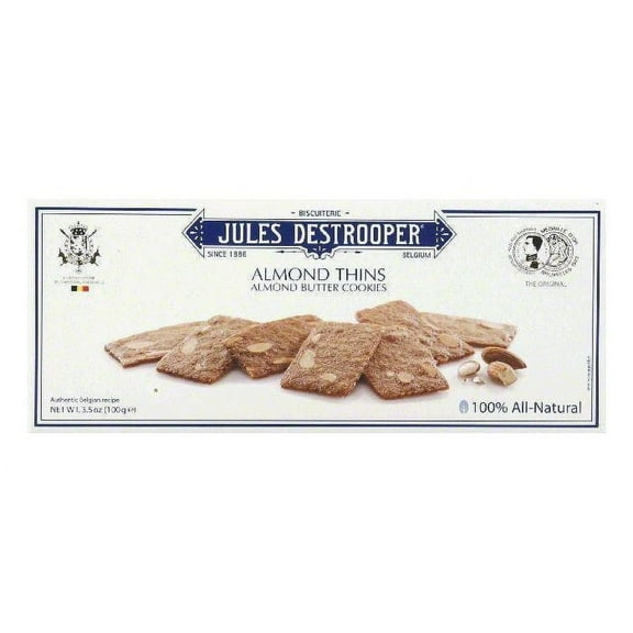 Jules Destrooper Cookie Almond Thins, 3.5 OZ (Pack of 12)