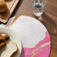 thumbnail image 3 of Pink Marble Round 15 Inch Placemats Set of 2, Nature Marble Crack Yellow Lines Art HeatResistant Non Slip Place Mats for Dining Table, Wipeable Braided Kitchen Table Mats for Housewarming, 3 of 9