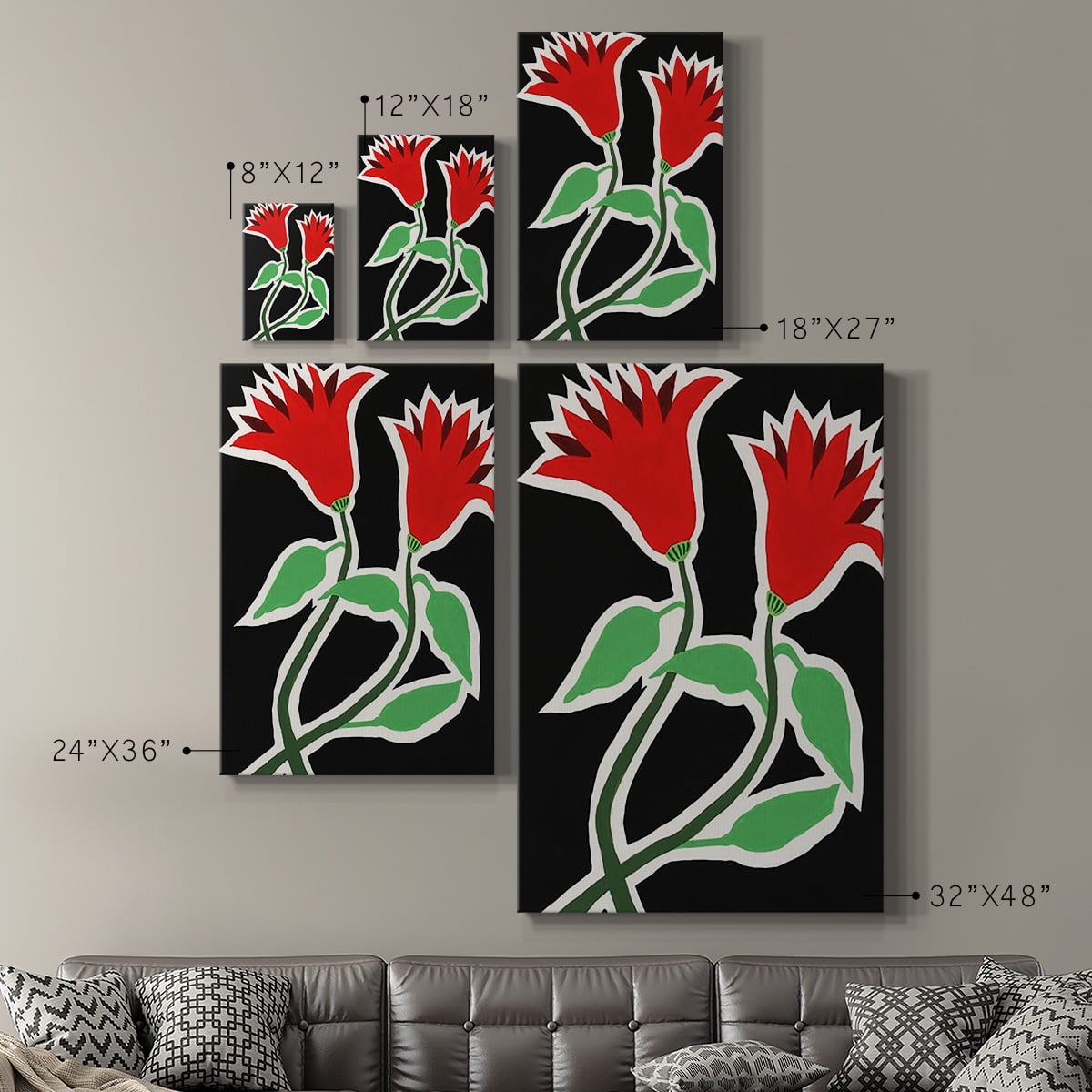 Pop Flowers VI Premium Gallery Wrapped Canvas - Ready to Hang