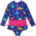 thumbnail image 3 of GYRATEDREAM Toddler Baby Girls Rashguard One Piece Swimsuit Long Sleeve Zipper Swimwear UPF 50+ Sun Protection, 3 of 9