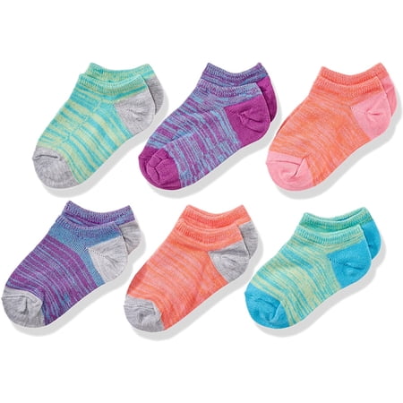 Fruit Of The Loom Girls 6 Pack No Show Socks, L, Gray/Multi | Walmart ...