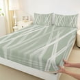 thumbnail image 3 of Homewish Abstract Geometric Striped Full Size Sheets,Painting Line Pattern Bed Sheets,Green White Sheet Sets For Kids,Super Cozy Room Decor,4-Piece, 3 of 7