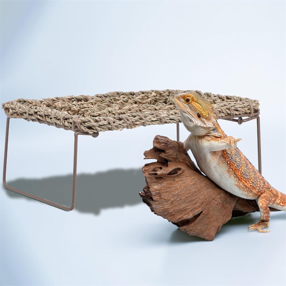 Triani 1Pcs Lizard Grass Bearded Dragon Lounger Reptile Lounger Hammock Bed Dragon Tank Accessories for Bearded Dragon Leopard Gecko Lizard