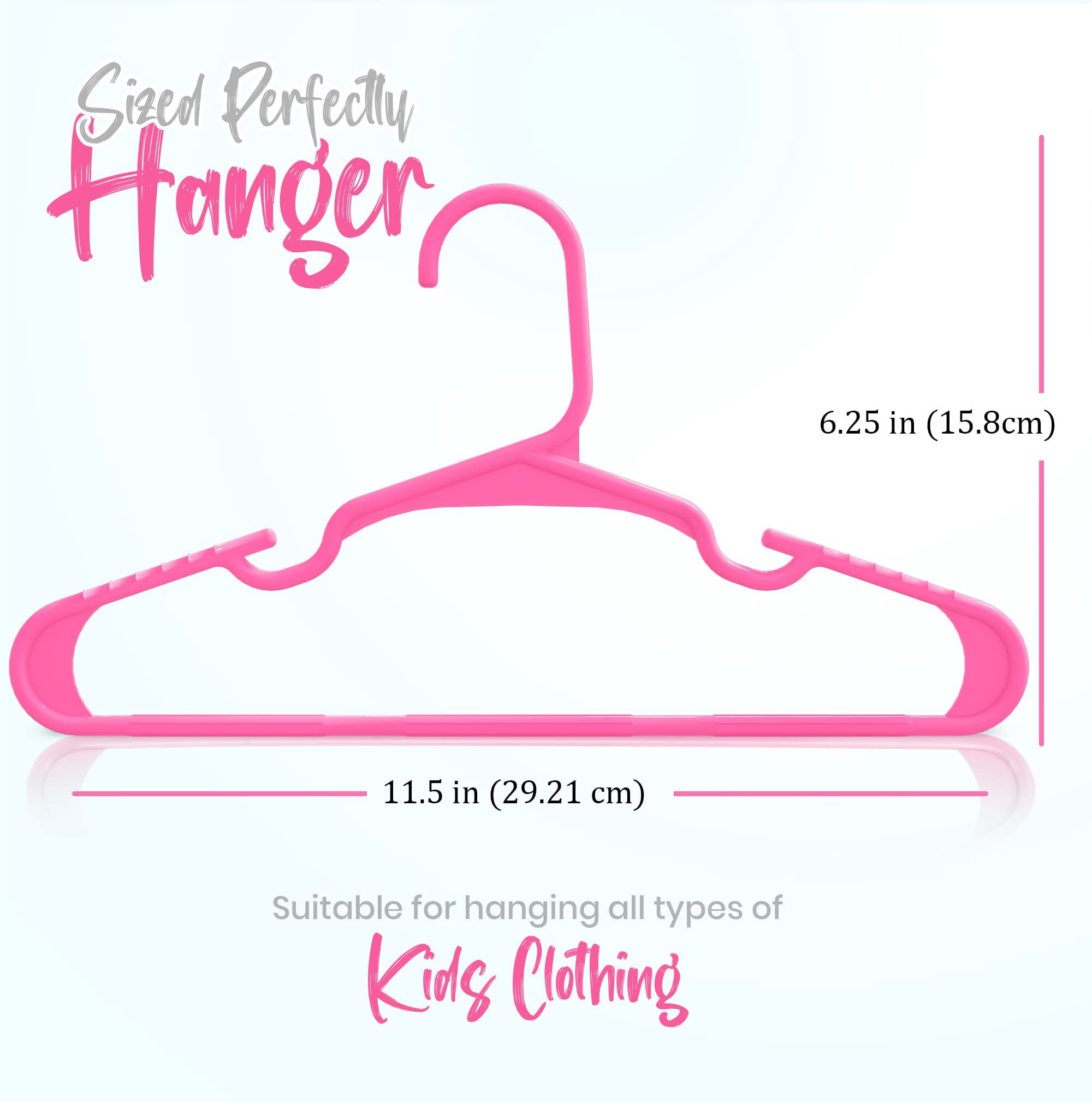 Utopia Home 60 Pack Kids Hangers - 11.5 Inch Plastic Baby Hangers for Closet - Childrens Hanger for Clothes & Infant Hanger for Closet - for Everyday Standard Use (Pink)