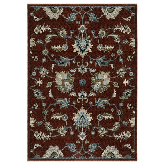 Woven Trends Aprilla Area Rug - CAP06-3'10" X  5' 5" - in Red - Vintage Inspired, Stain Resistant, Family and Pet Friendly, Low Pile, Entryway, and Hallway Area Rug
