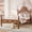 Brown, variant on Full Size Platform Bed With Curved Headboard, Solid Pine Wood Frame Slat Support, No Box Spring Needed Low Profile Base, Natural