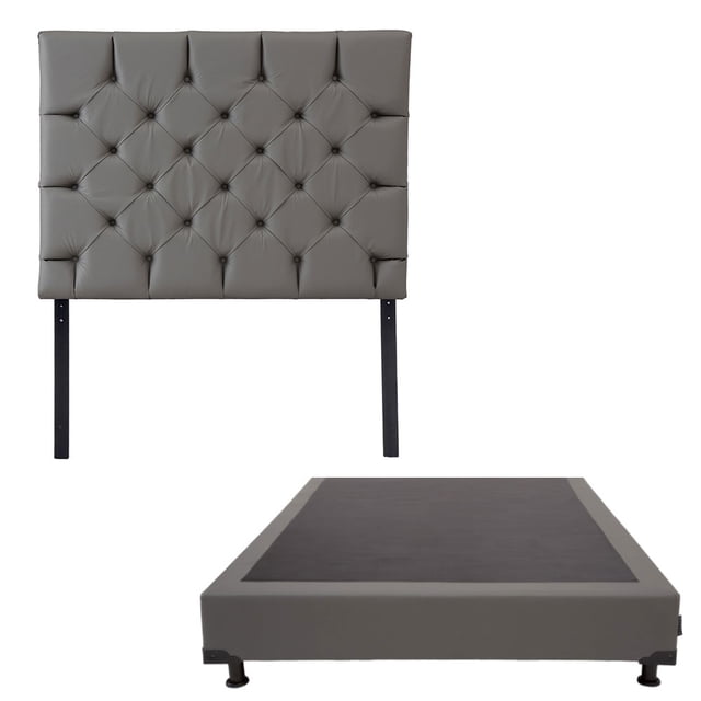 Box Base Cama Queen Size + Cabecera Dubai Gris