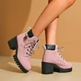 thumbnail image 5 of IUJSOY Womens Combat Ankle Boots Fashion Platform Lug Sole Lace up Waterproof Short Booties, 5 of 7