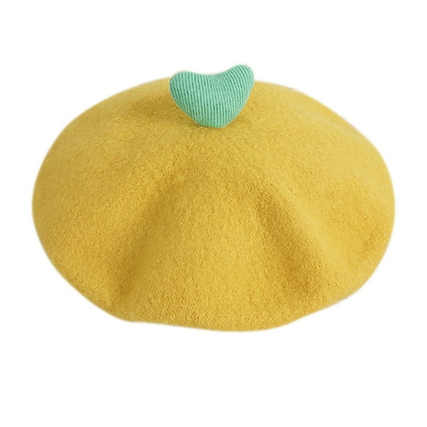 Baby Girl Beret Hat, Little Girls French Beret with Top Heart, Classic Artist Cap Beanie