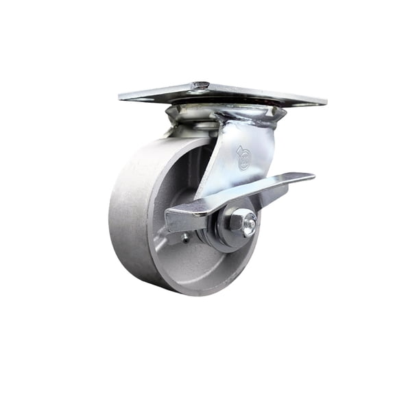 5 Inch Heavy Duty Semi Steel Caster with Roller Bearing and Brake Service Caster