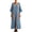 yue866-04-Blue, variant on KHONTS Women's 3/4 Sleeve V-Neck Strip Oversize Linen Maxi Dress Plus Size Loose Long Dresses 10-Blue XL