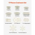 thumbnail image 2 of VEVOR 17 Piece Pots and Pans Set Granite Nonstick Kitchen Cookware Induction White, 2 of 9
