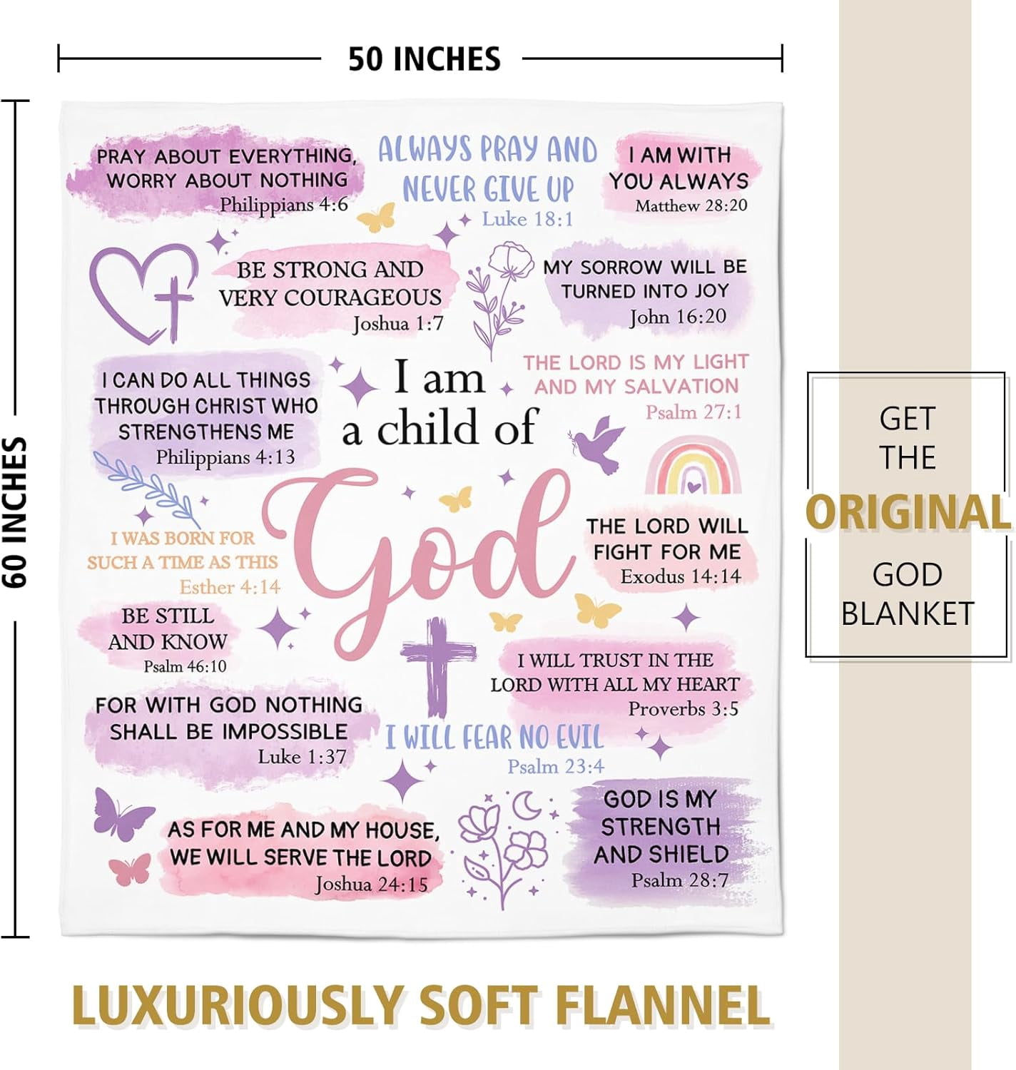 Baptism Gifts for Girl Women, I am A Child of God Blankets, Christian Religious Inspirational Birthday First Communion Gifts for Sister, Friend