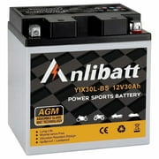 Anlibatt YTX30L-BS Motorcycle Battery 12V 30Ah 400CCA Rechargeable Sealed AGM Battery Maintenance Free Automotive Replacement Battery for ATV and Scooter