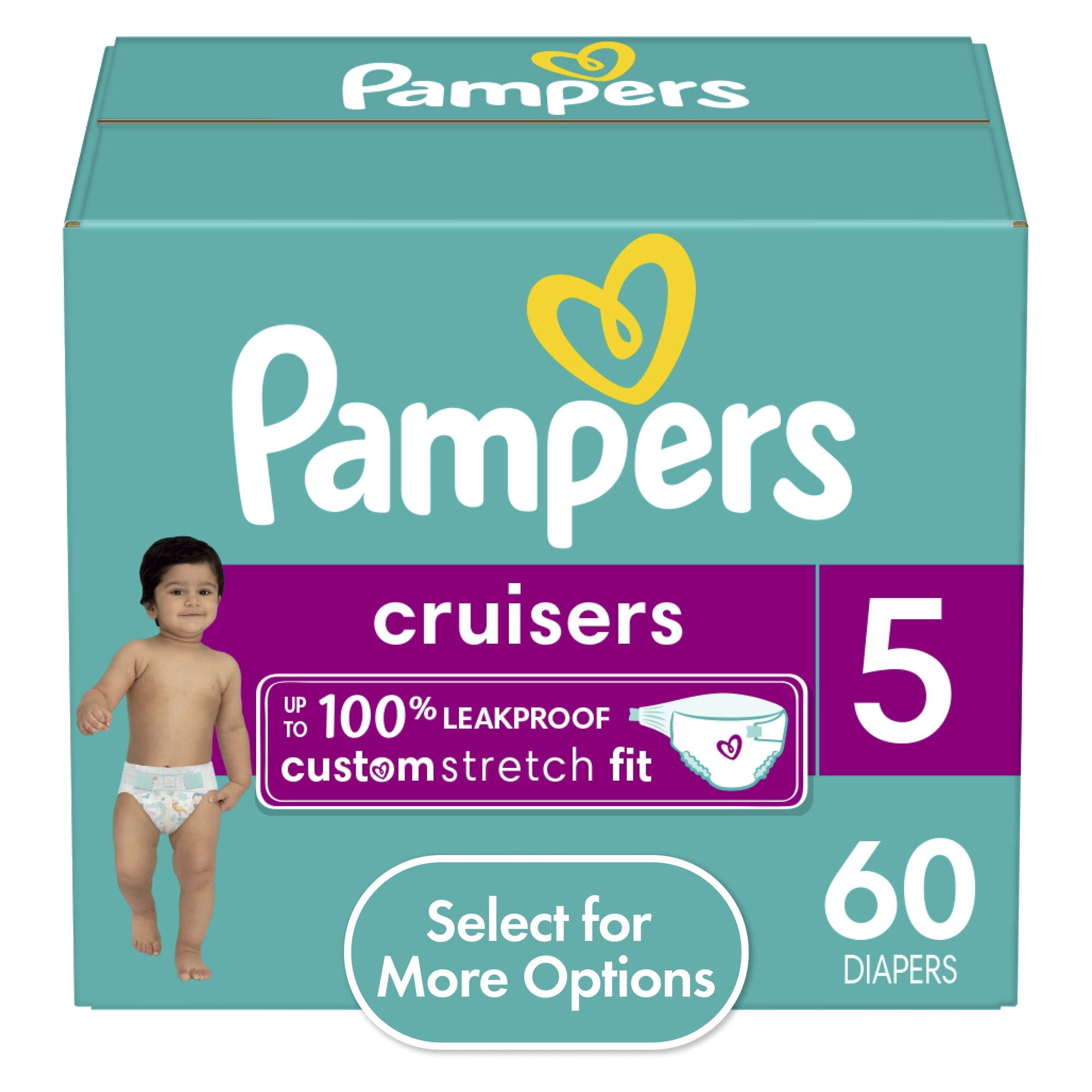 Pampers Cruisers Diapers Size 5, 60 Count (Select for More Options)