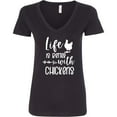 thumbnail image 3 of Inktastic Life is Better with Chickens Women's V-Neck T-Shirt, 3 of 5