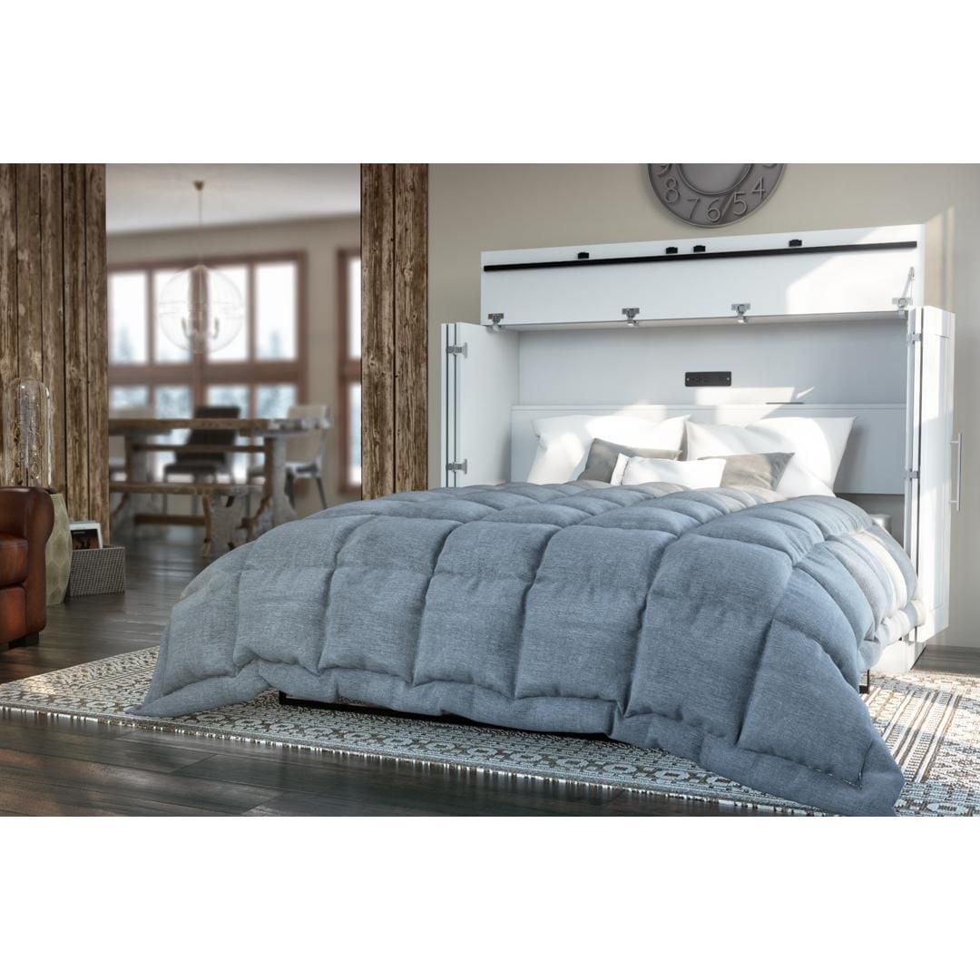 Pur by Bestar Full Cabinet Bed with Mattress in Bark Gray