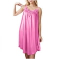 thumbnail image 2 of Fazvaoo Women Nightgowns Short Sleeve Short Nightdress Summer Silk Nightgowns(Pink,0), 2 of 7