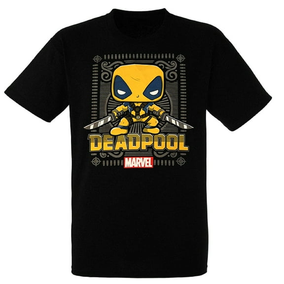 Marvel Collector Corps Deadpool Men's Black/Yellow Short Sleeve T-Shirt (Large)