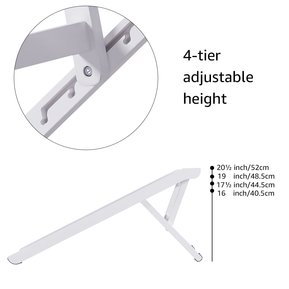 Unipaws Foldable Wooden Pet Ramp with Adjustable Height, Dog Ramp to Reach High Bed and Couch, Durable Pet Ladder with Updated Non-Slip Yoga Mat for Dog and Cat, White