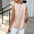 thumbnail image 6 of Uaswgudfs Women's Sleeveless Satin Blouse with Pleated & Knotted Neck, Trendy Solid Color Blouse, Breathable Polyester Blouse for Daily/Office/Outing Wear Pink L, 6 of 6