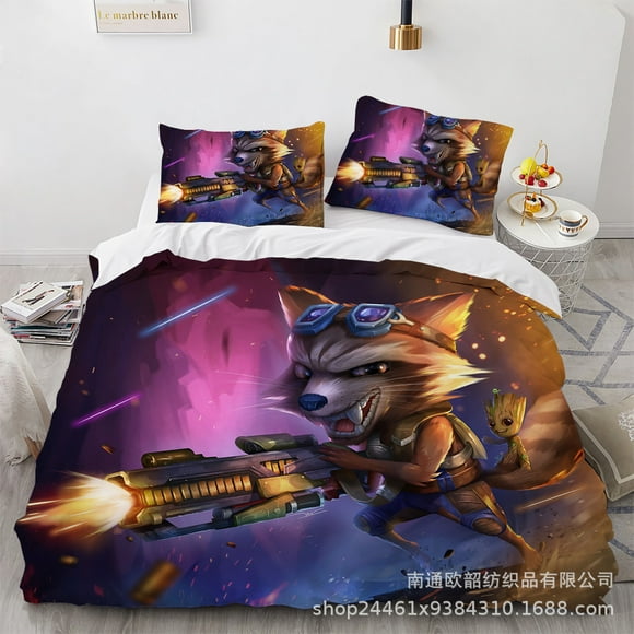 Guardians Of The Galaxy Bedding Quilt Cover, Three-Piece Set, Soft Microfiber, 3D Printed Duvet Cover-Youyoupin