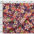 thumbnail image 4 of Soimoi Chinese Floral Print, Poly Taffeta Fabric, Decor Sewing Fabric by The Yard 56 Inch Wide, Decorative Fabric for Outdoor Upholstery, Umbrellas and Home Accents, Purple, 4 of 5