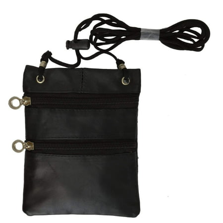 Small Leather Purse Organizer Shoulder Bag 3 Zipper Pocket