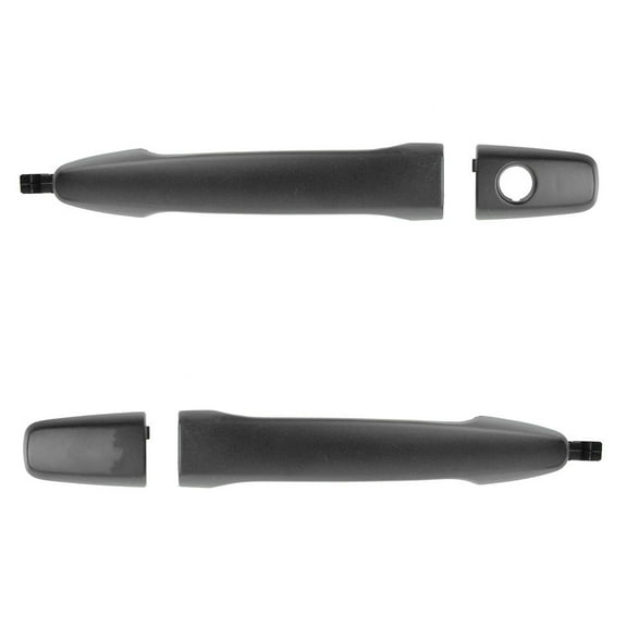 TRQ Outside Door Handle Smooth Black Front Pair Set for Lancer Outlander Sport DHA35333