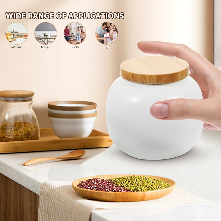 Bamboo Lid Storage Jar Cereal Container Kitchen Canisters Tea