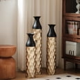 thumbnail image 4 of Tall Large Floor Vase, Metal Flower Vase with Hexagonal Honeycomb Design, Black And Gold Finish, 4 of 7