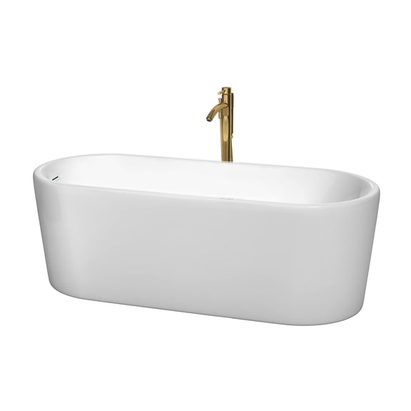 Wyndham Collection  Ursula 67-inch White Freestanding Soaking Bathtub