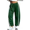 thumbnail image 2 of Women's Loungewear Pants Baeitkot Women's Solid Lace Barrel Leg Sweatpants High Waist Drawstring Casual Joggers Loose Wide Leg Loungewear Pants with Pockets Green XL, 2 of 9