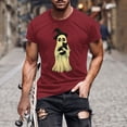 thumbnail image 1 of Pisexur Chemises pour Hommes Chandail pour Hommes Blouse/t-Shirt d'Halloween Imprimé à Col Rond à Manches Courtes Rouge, TG, 1 of 5