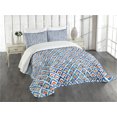 thumbnail image 3 of Ambesonne Japanese Quilted Bedspread Set 3 Pcs, Chevron Watercolor Art, Queen Size, Pale Blue Orange, 3 of 5