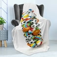 thumbnail image 4 of Letter I Soft Flannel Fleece Throw Blanket, Game Balls Alphabet Theme Basketball Volleyball and Soccer Ball Colorful Letter, Cozy Plush for Indoor and Outdoor Use, 50" x 60", Multicolor, by Ambesonne, 4 of 5