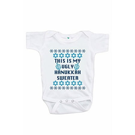 

7 ate 9 Apparel Kids Ugly Hanukkah Sweater Onepiece White