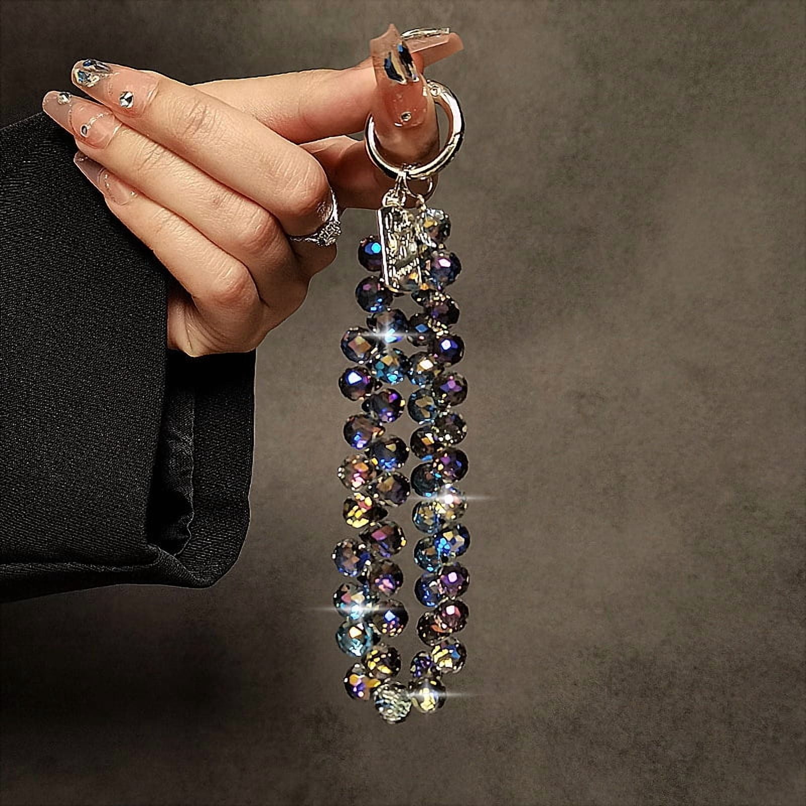 Luxurious Crystal Teardrop Phone Lanyard - Short Handmade Beaded Wrist Strap with Anti-Loss Design