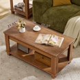 thumbnail image 7 of Leyaoyao Farmhouse Coffee Table Set of 3, Rustic Wood Coffee Table & 2 Side Tables with Open Shelf, Living Room Table Sets, Brown, 7 of 7