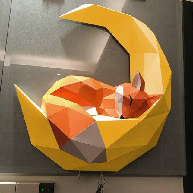 3D modelo de papel zorro 3D escultura de papsanal DIY pre- papel modedo Origami papel rompecabezas juguecoración pa , pa perfecl Edificio de animales de papel 3D