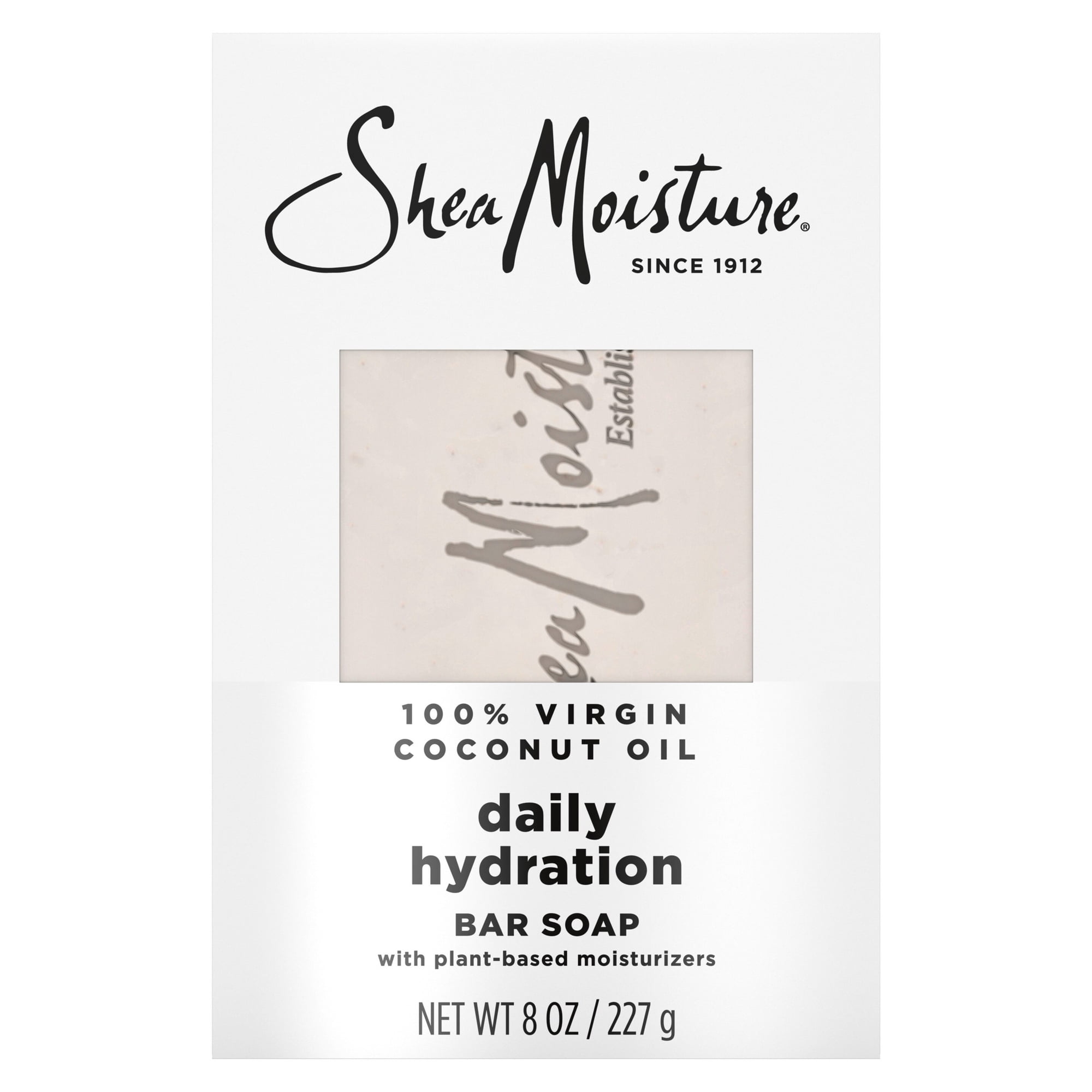 SheaMoisture Bar Soap Nourish And Replenish Skin 100% Virgin Coconut Oil Daily Hydrating Bar Soap With 24h Shea Moisture Nutrients For Healthy, Glowing Skin, 8 oz