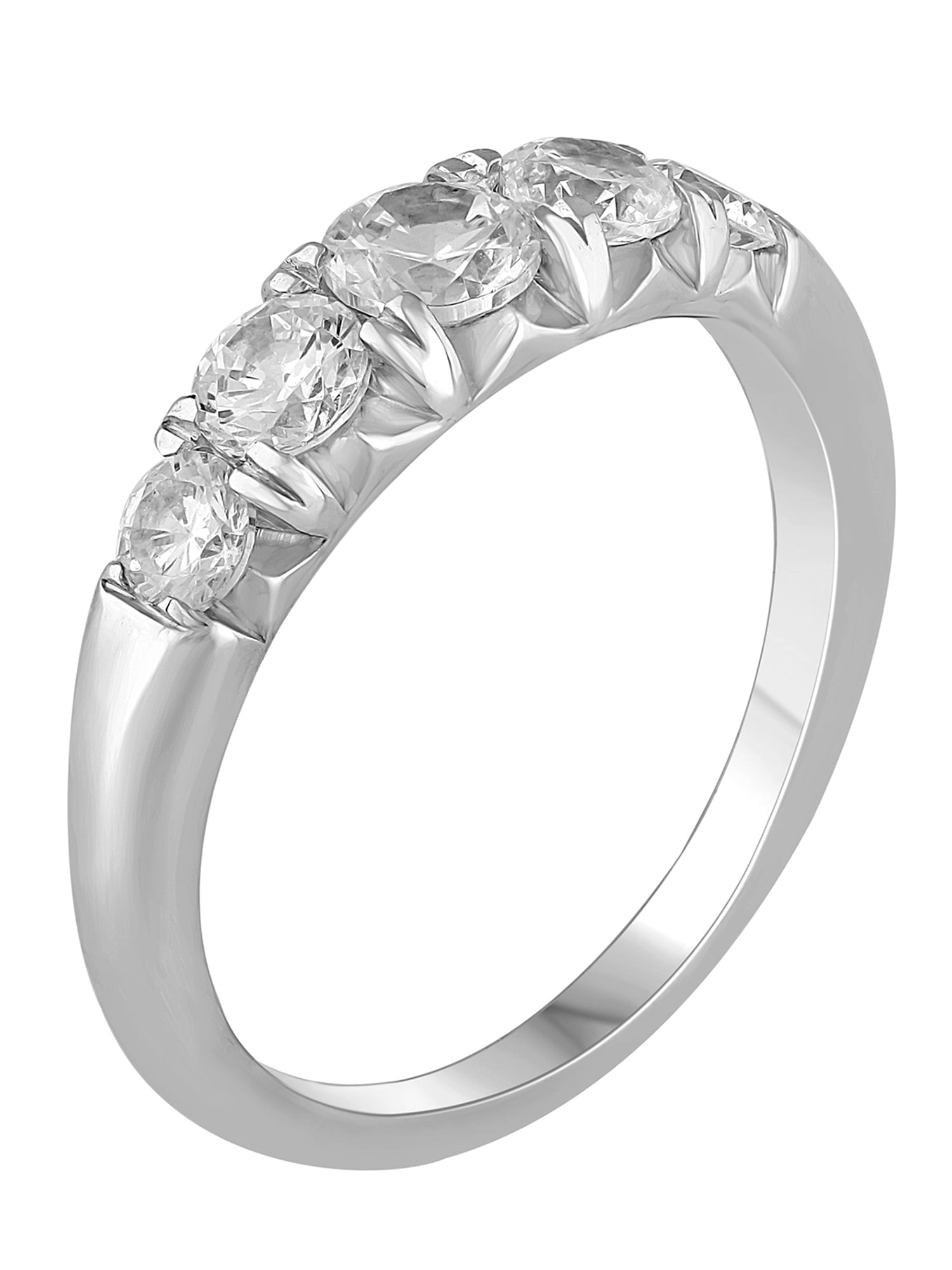 Platinum 950 1 CTTW I2/HI Diamond Graduated 5 Stone Anniversary Band