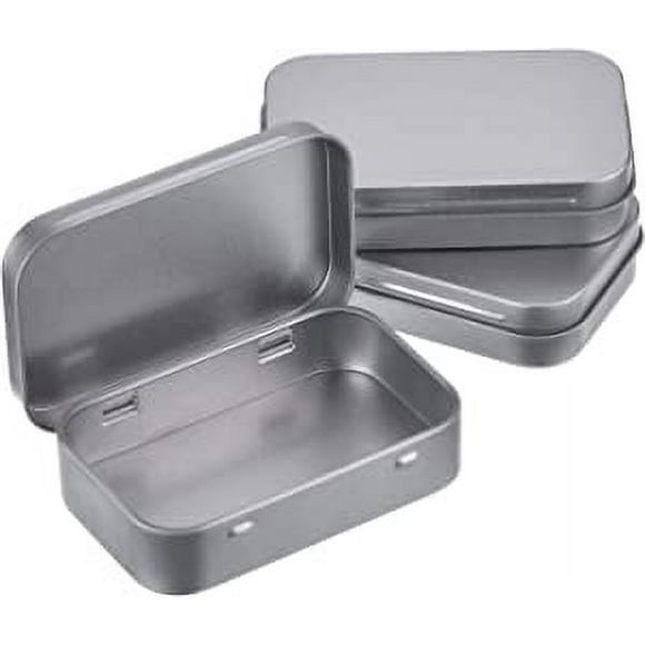 Set of 3 Silver Metal Empty Rectangle Boxes Portable Mini Box Small Storage Kit Box