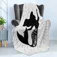 thumbnail image 4 of Mermaid Soft Flannel Fleece Throw Blanket, Monochrome Art Lets Be Mermaids Words Typography on Silhouette, Cozy Plush for Indoor and Outdoor Use, 50" x 70", Charcoal Grey Pale Grey, by Ambesonne, 4 of 5