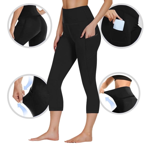 Juslio Womens Leggings High Waisted Yoga 7/8 Length Pants Butt Lifting with Pockets,Tummy Control Running Athletic Workout Leggings