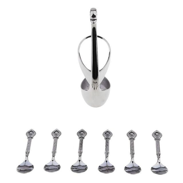 Y Tenedor de Duraderos con Soporte de Cisne Decoración Elegante, Se Muestra, Soporte N. degree 5: 1 Soporte 3 s 3 Tenedores 3: 1 titular y 6 cucharadas