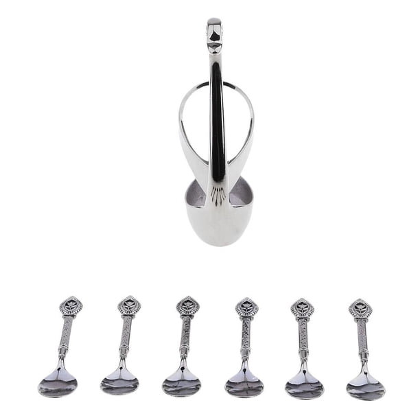 Y Tenedor de Café Duraderos con Soporte de Cisne Decoración Elegante, Se Muestra, Soporte N. degree 5: 1 Soporte 3 s 3 Tenedores 3: 1 titular y 6 das Soledad Cubiertos de acero inoxidable