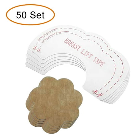 50 Pairs Adhesive Nipplecovers and Breast Lift Tape, Clear Sexy Breast Petals Invisible Bra Nipple Pasties, Bring Up Women's Original Instant Breast Lifts from Cup Size A to (Best Pasties In The Up)