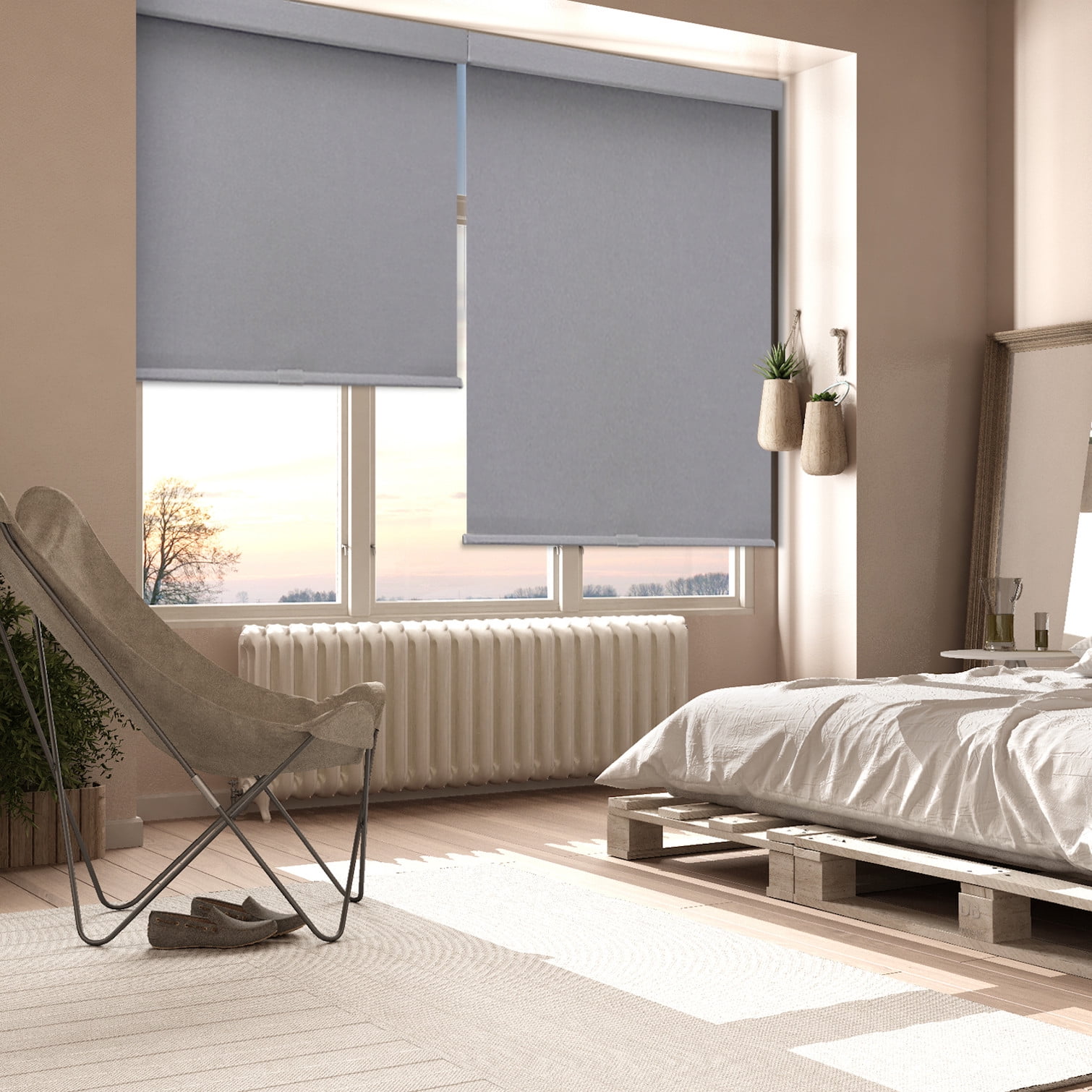 Regal Living Cordless Blackout Polyester Roller Shades, Gray - 58" W x 72" L